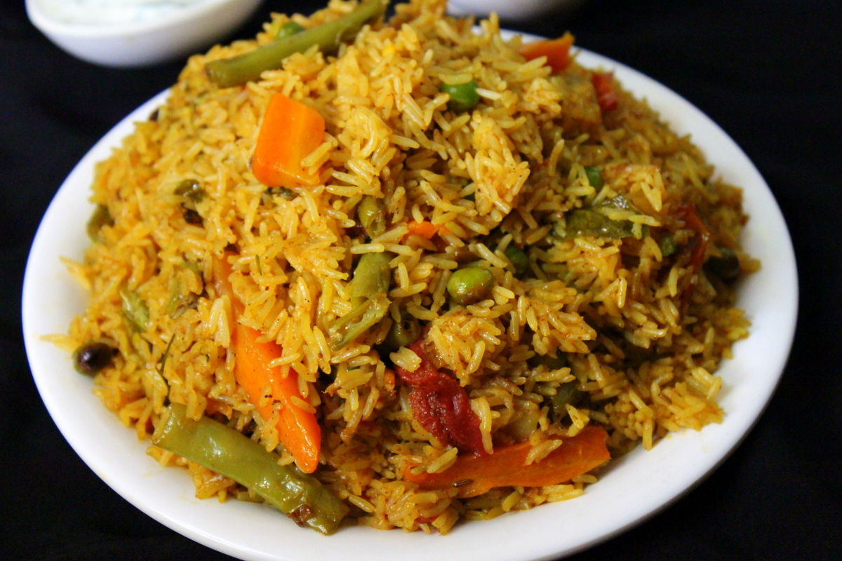 Vegetable rice served in a bowl